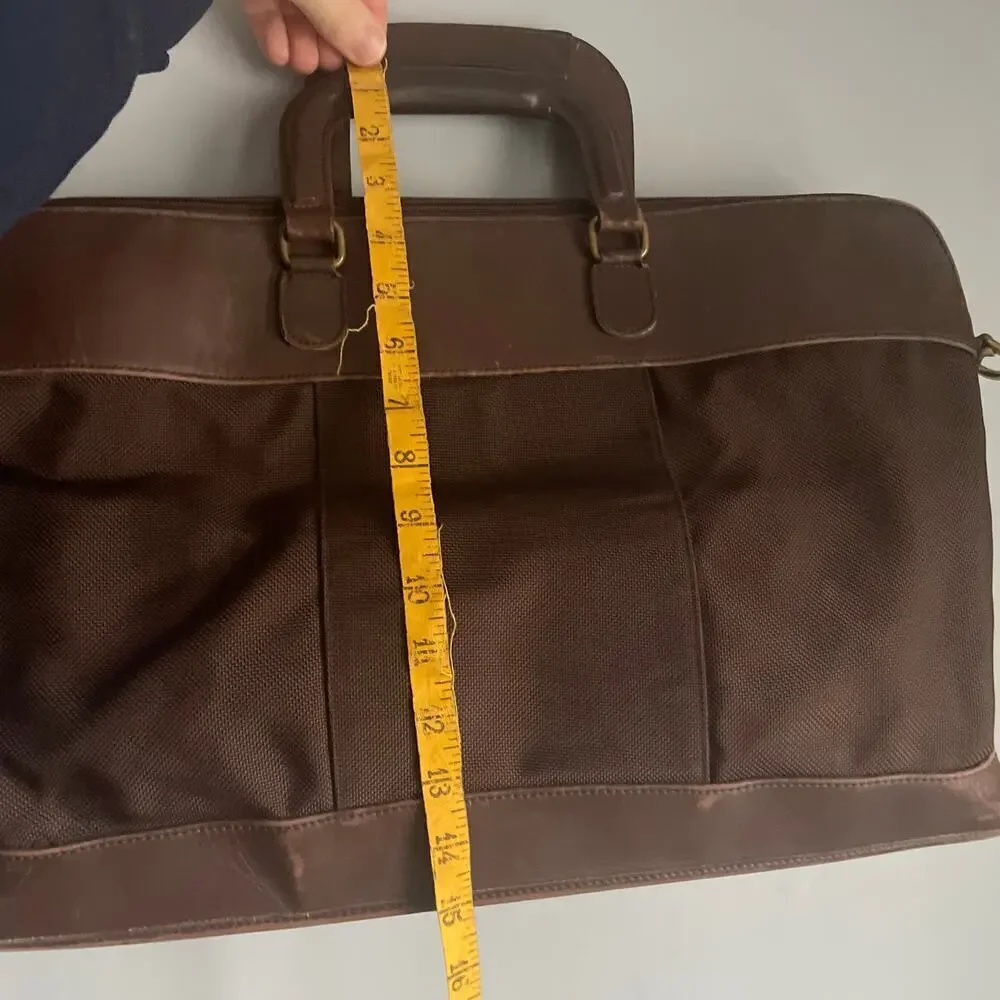 Genuine Vintage Coach Brown Leather Nylon Messenger Bag Briefcase Top Handle